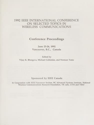 Selected Topics in Wireless Communications International Conference : Papers