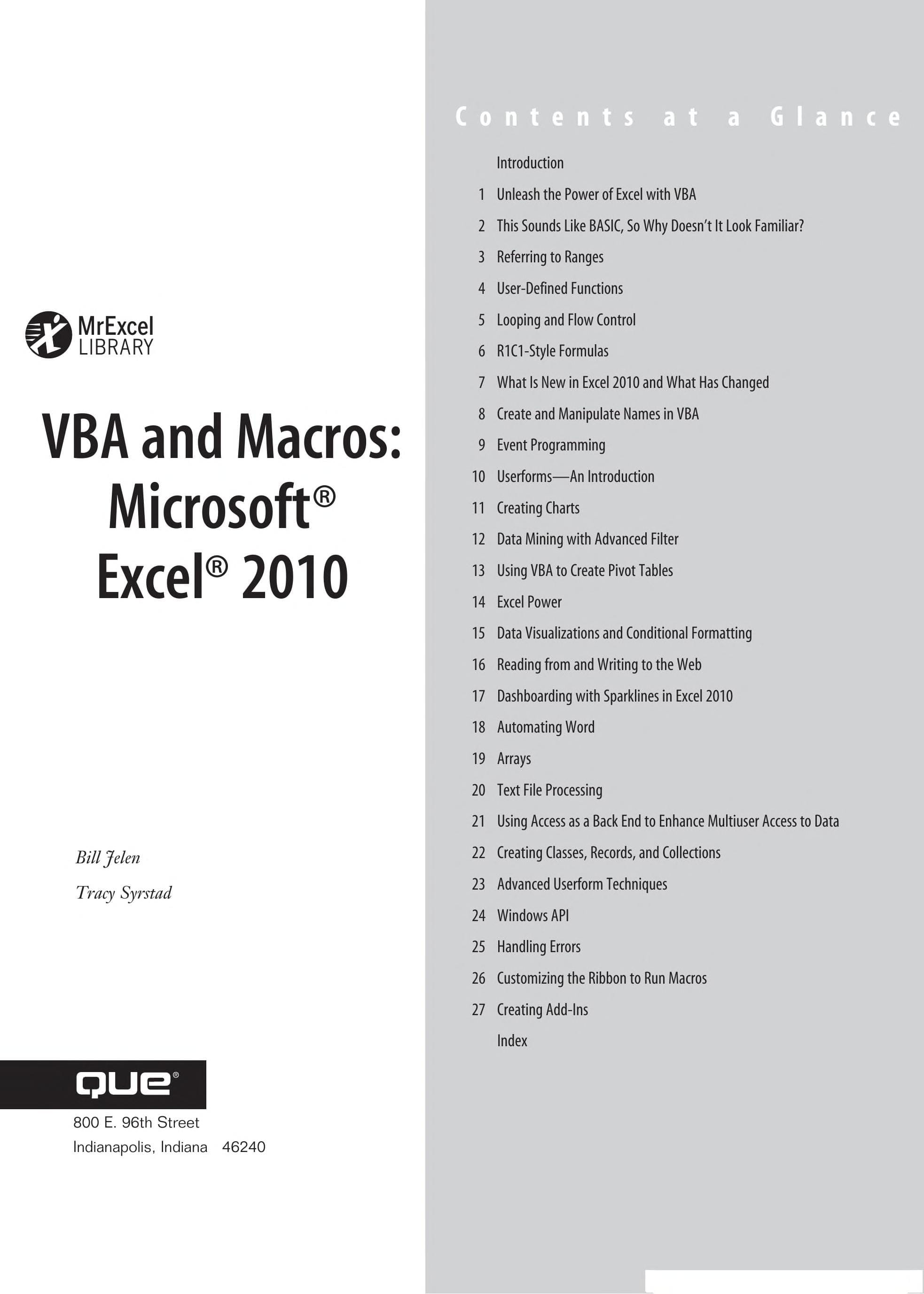 VBA and Macros Microsoft Excel 2010
