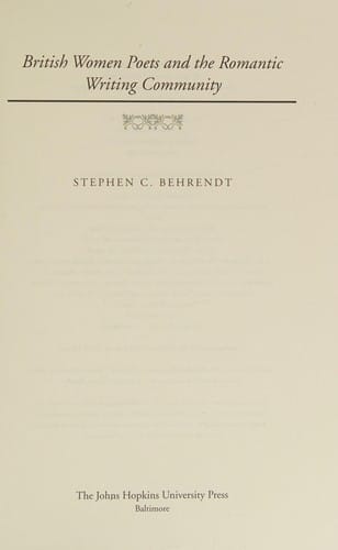 British women poets and the romantic writing community