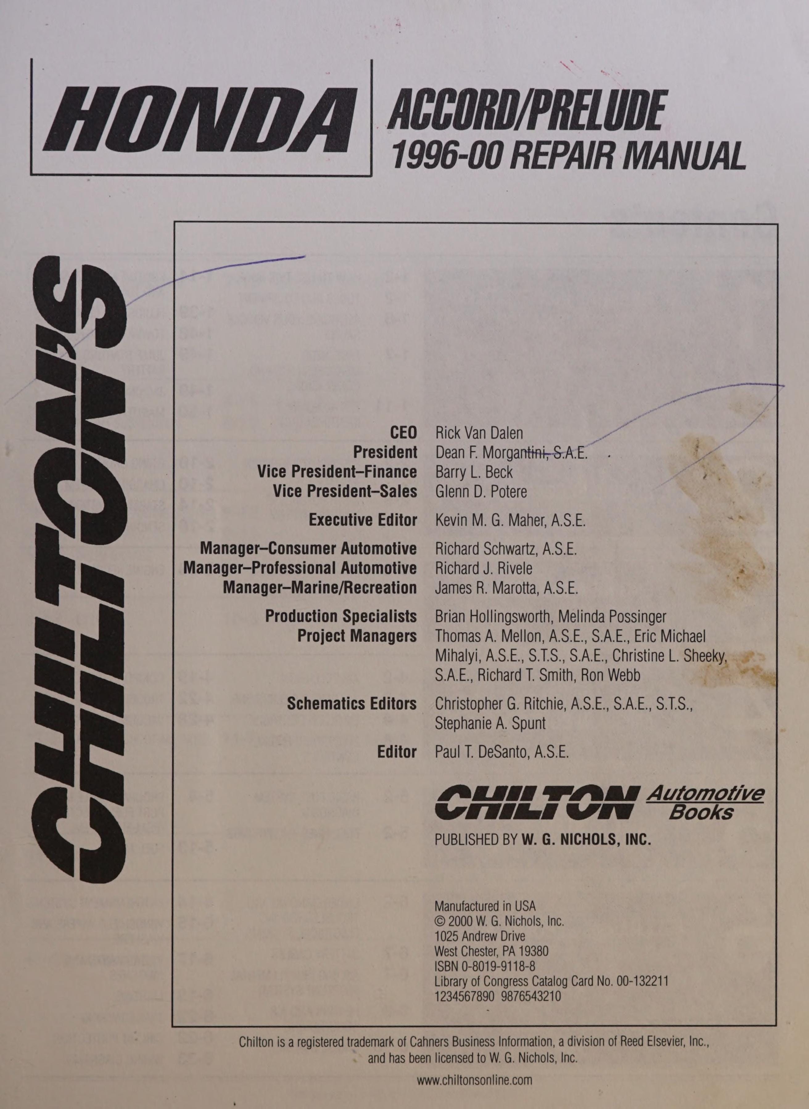 Honda Accord Chilton's Repair Manual