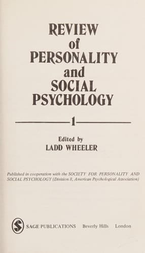 Review of Personality and Social Psychology Volume 1