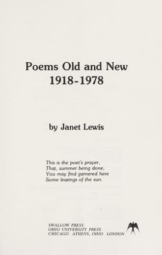 Poems Old and New, 1918-1978