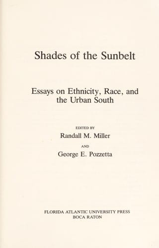 Shades of the Sunbelt: Essays on Ethnicity, Race, and the Urban South