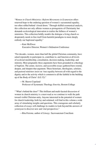 Women in Church Ministries Reform Movements in Ecumenism