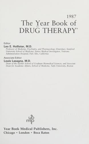 The Year Book of Drug Therapy, 1987