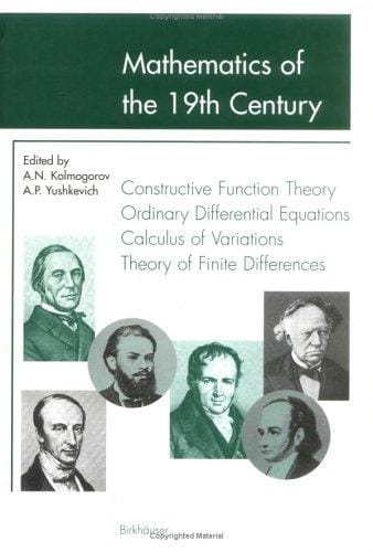 Mathematics of the 19th Century: Function Theory According to Chebyshev, Ordinary Differential Equations, Calculus of Variations, Theory of Finite Dif