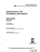 Interferometry 7: Techniques and Analysis (Proceedings of Spie--The International Society of Optical Engineering, V. 2544.)