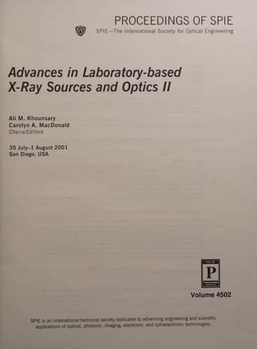 Advances in Laboratory-based X-ray Sources and Optics II (Proceedings of Spie)