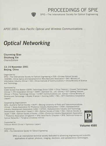 APOC 2001 Asia-Pasific Optical and Wireless Communications : Optical Networking : 13-15 November 2001, Beijing, China