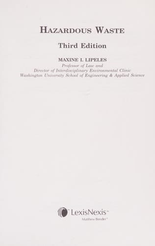 Hazardous Waste, Third Edition 1997