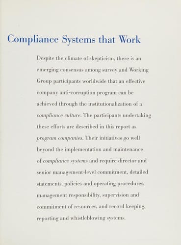 Company programs for resisting corrupt practices: A global study (Research report / The Conference Board)