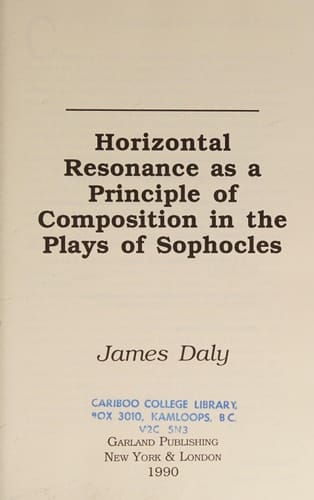 HORIZONTAL RESONANCE AS APRINC (Harvard Dissertations in the Classics)