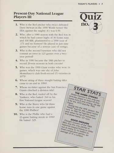 Baseball Quiz and Information Book