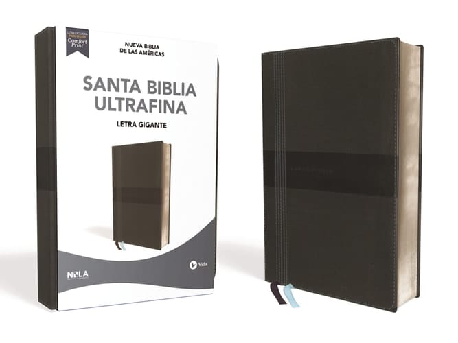 NBLA Santa Biblia Ultrafina, Letra Gigante, Leathersoft, Café, Edición Letra Roja