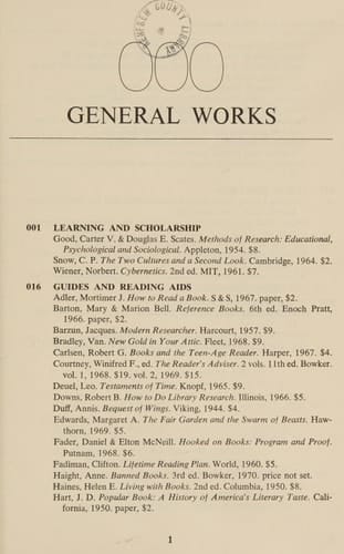 Books for public libraries;: Selected titles for small libraries and new branches