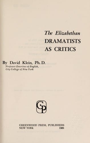 Elizabethan Dramatists: