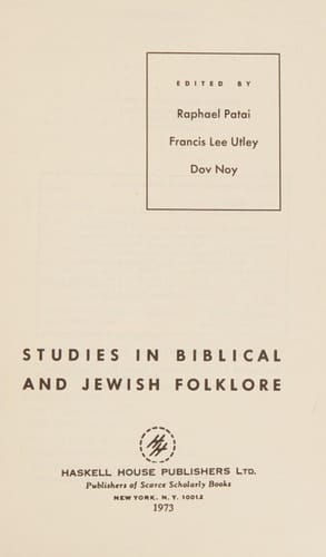 Studies in Biblical and Jewish Folklore