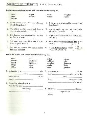 Wordly Wise C-Vocabulary Tests