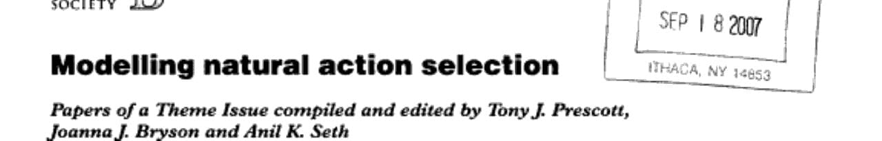 Modelling Natural Action Selection Papers of a Theme Issue