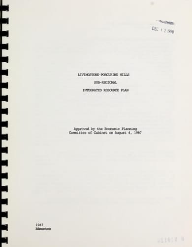 Livingstone-Porcupine Hills Sub-regional Integrated Resource Plan