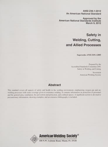 Safety in Welding, Cutting, and Allied Processes
