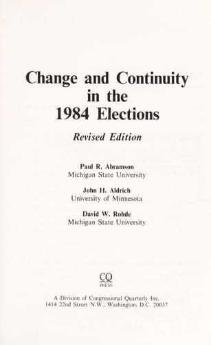 Change and Continuity in the 1984 Elections