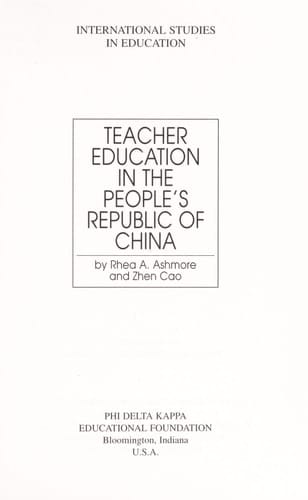 Teacher Education in the People's Republic of China