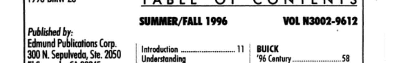 Edmund's 1996 New Car Prices