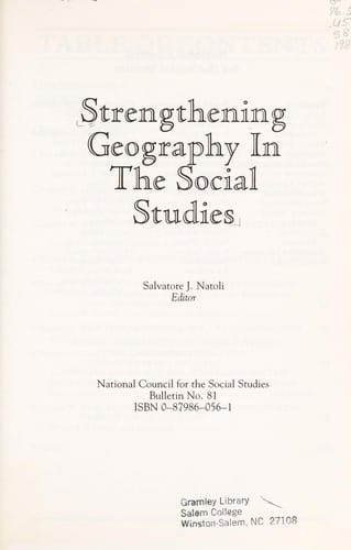 Strengthening Geography in the Social Studies (Bulletin (National Council for the Social Studies))