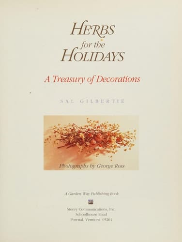 Herbs for the Holidays A Treasury of Decorations