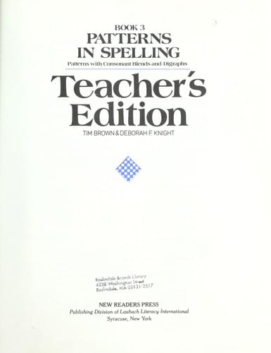 Patterns in Spelling Book 1 Teachers (Patterns in Spelling)