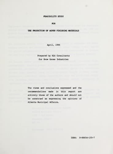 Feasibility Study for the Production of Aspen Finishing Materials
