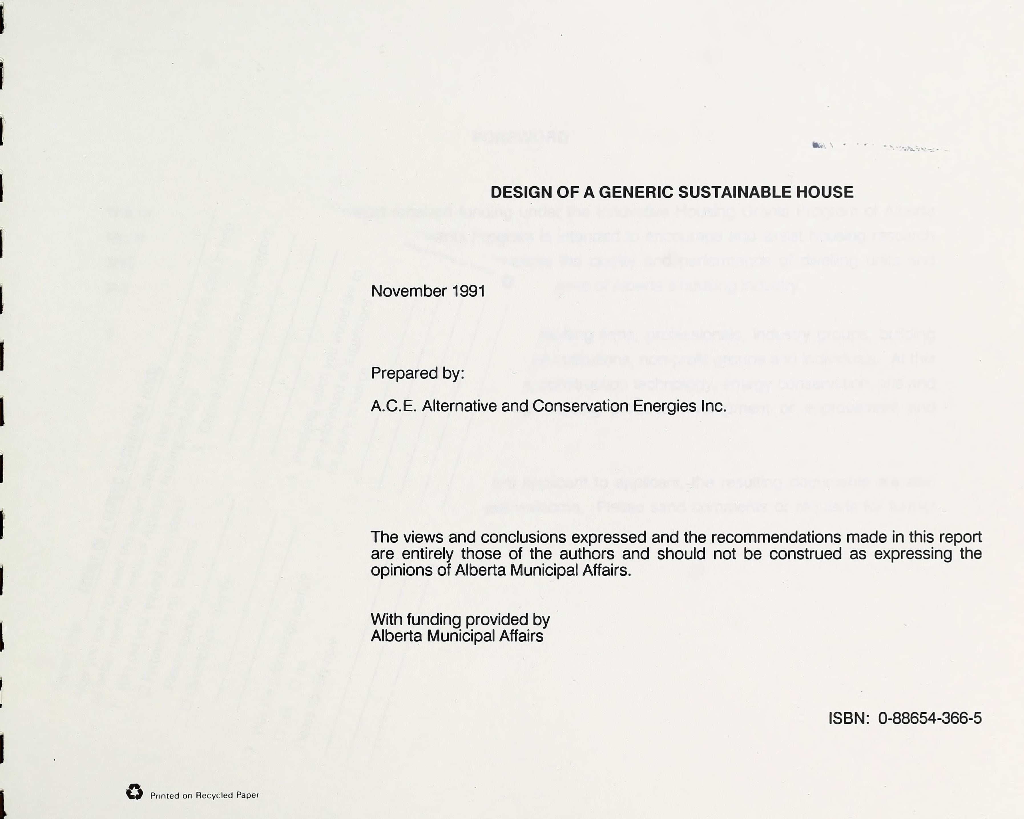 Design of a Generic Sustainable House