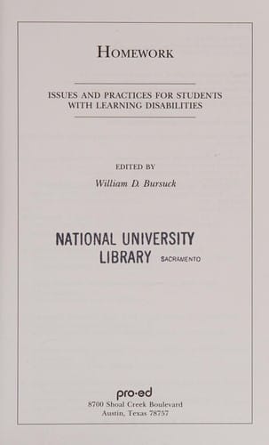 Homework: Issues and Practices for Students With Learning Disabilities