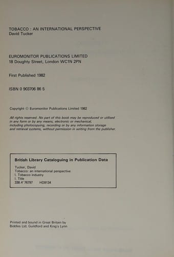 Tobacco: An International Perspective