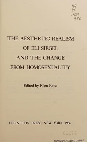 The Aesthetic Realism of Eli Siegel and the Change from Homosexuality