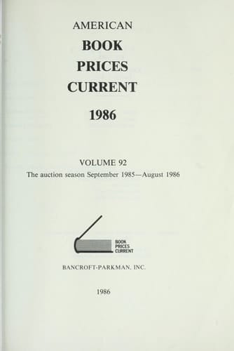 American Book Prices Current