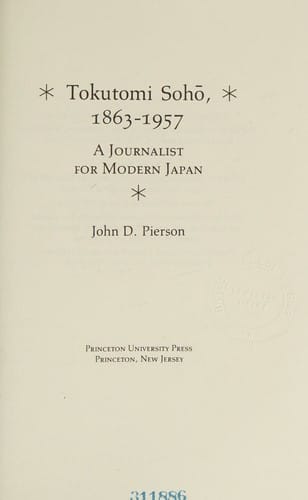 Tokutomi Sohō (1863-1957) The Later Career