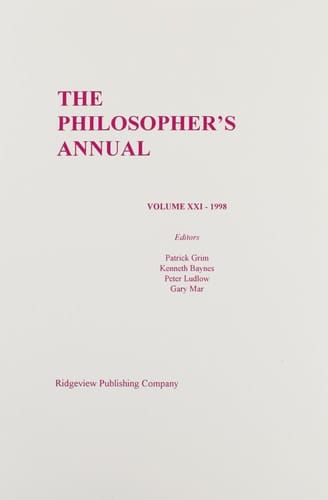 The Philosopher's Annual, 1998