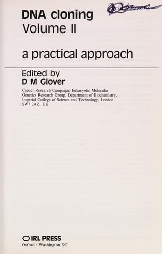 DNA Cloning: A Practical Approach Volume II (DNA Cloning)