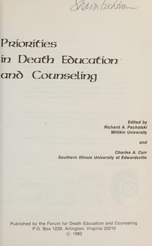 Priorities in Death Education and Counseling