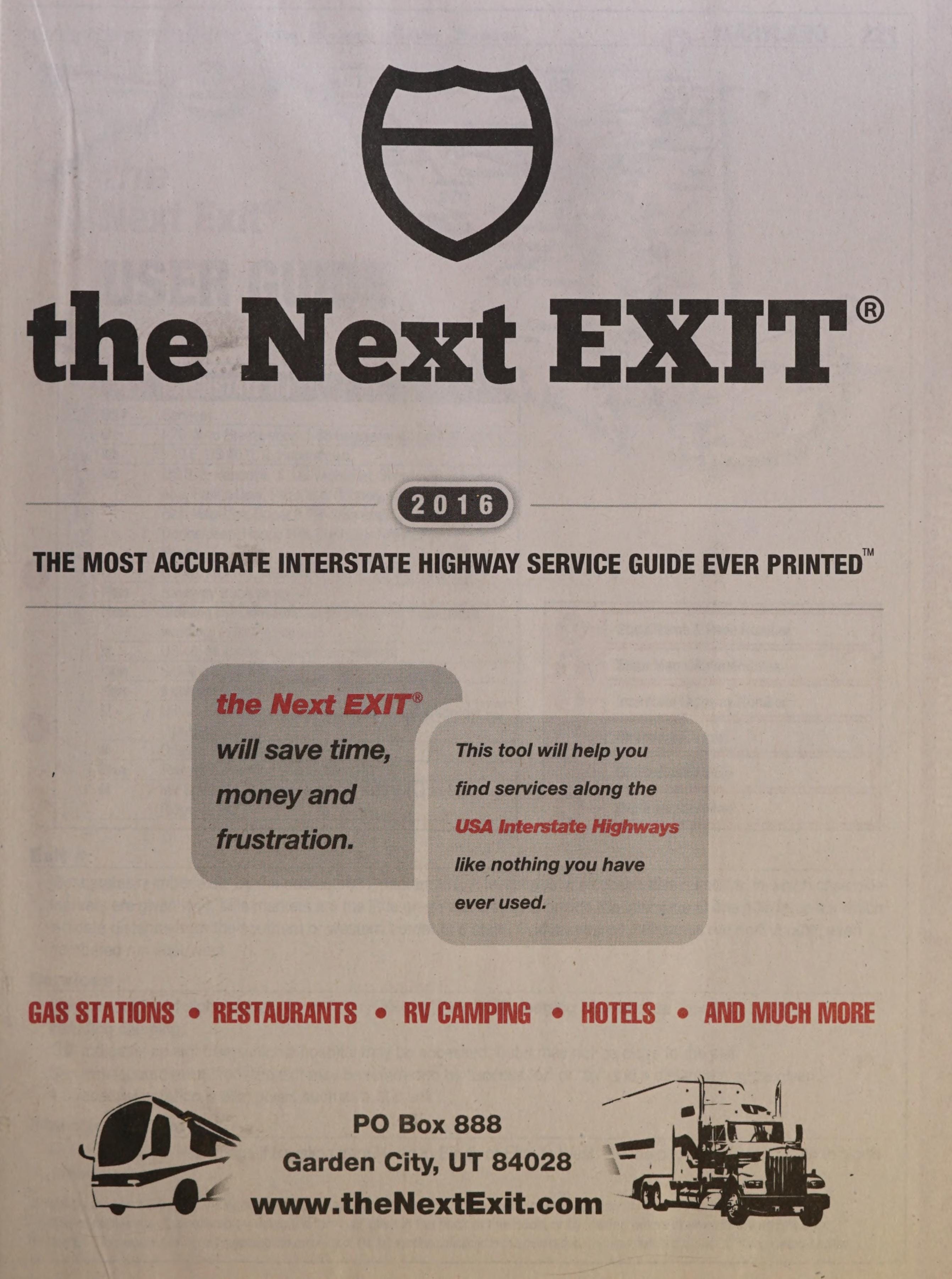 The Next EXIT 2016 USA Interstate Highway Exit Directory