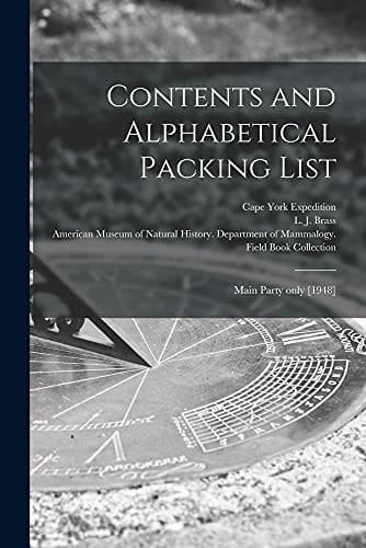 Contents and Alphabetical Packing List Main Party Only [1948]