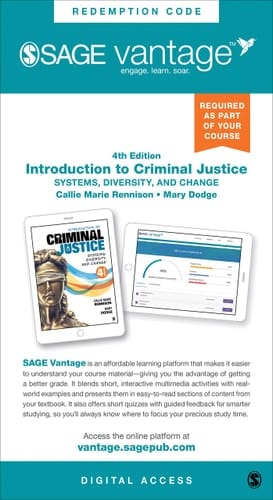 SAGE Vantage for Introduction to Criminal Justice 4th Edition
