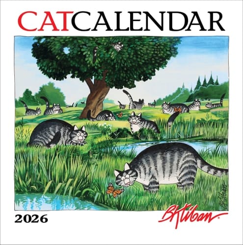 Wall Calendar 2026, B. Kliban: Cat Calendar Art, 12 Months, Large Grid Design Featuring 12 Artworks