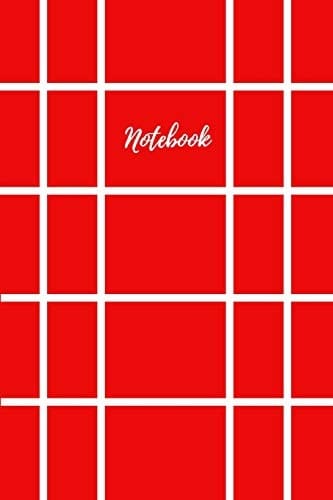 Notebook Beautiful 6x9 Journal with Beautiful Soft Matt Cover with Red Geometric Line Design, 120 White Dot Grid Pages