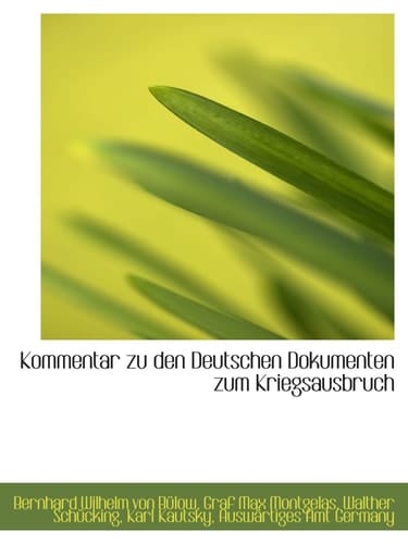 Kommentar zu den Deutschen Dokumenten zum Kriegsausbruch (German Edition)