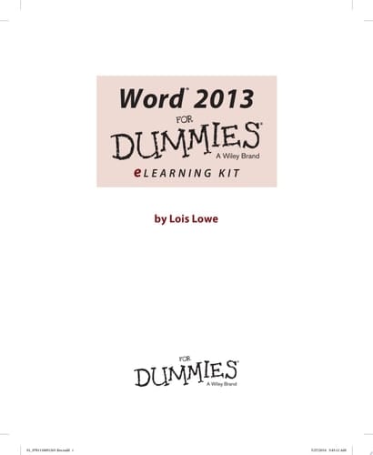 Word 2013 eLearning Kit For Dummies