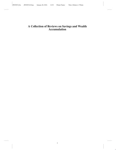 A Collection of Surveys on Savings and Wealth Accumulation
