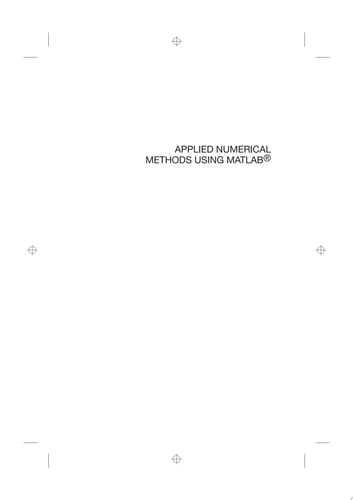 Applied Numerical Methods Using MATLAB